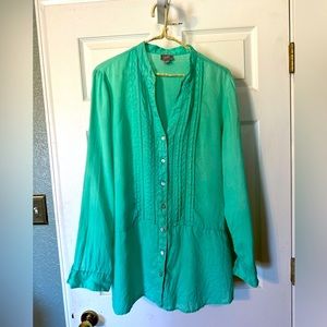 J Jill mint linen top, size L.